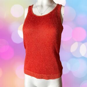Lauren Ralph Lauren Women's Orange/Red Sweater Knit Tank Top Size Medium